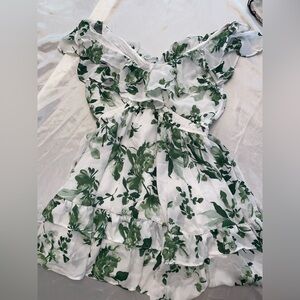 Abercrombie & Fitch White and Green Floral Blouse